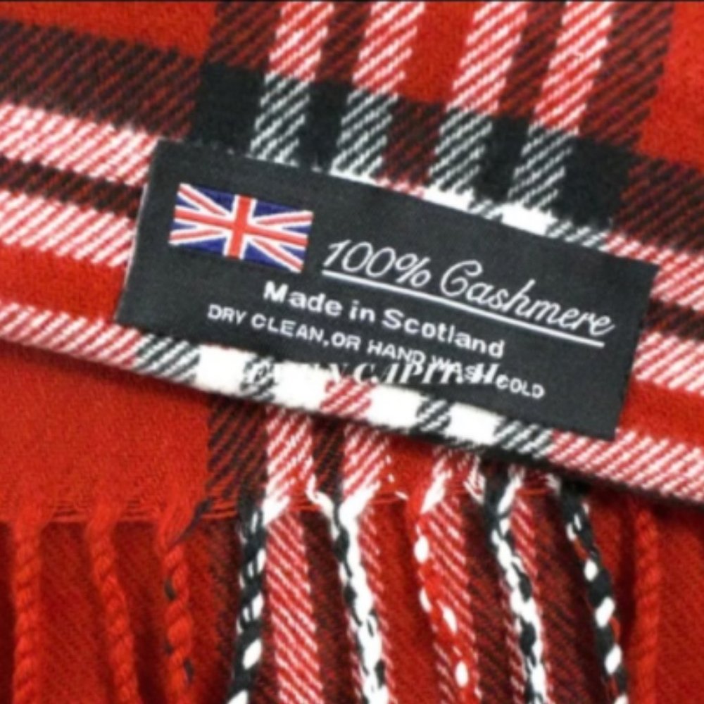 Made in Scotland Tartan Red Plaid Super Soft Red Plaid Cashmere Scarf